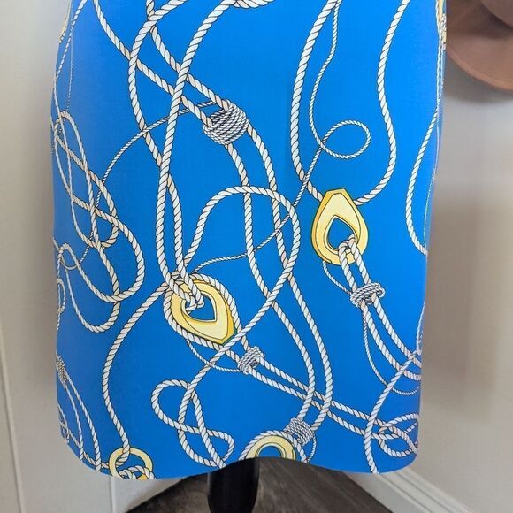 J. McLaughlin Blue Gold White Reversible Nautical Knot Skirt MD Coastal Cowgirl - Picture 7 of 7